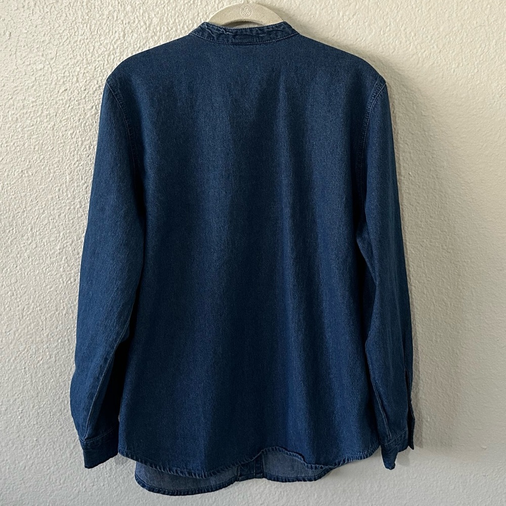 Blair |  100% Cotton Denim Embroidered Long Sleeve Button Down Shirt Size Large - Picture 4 of 7